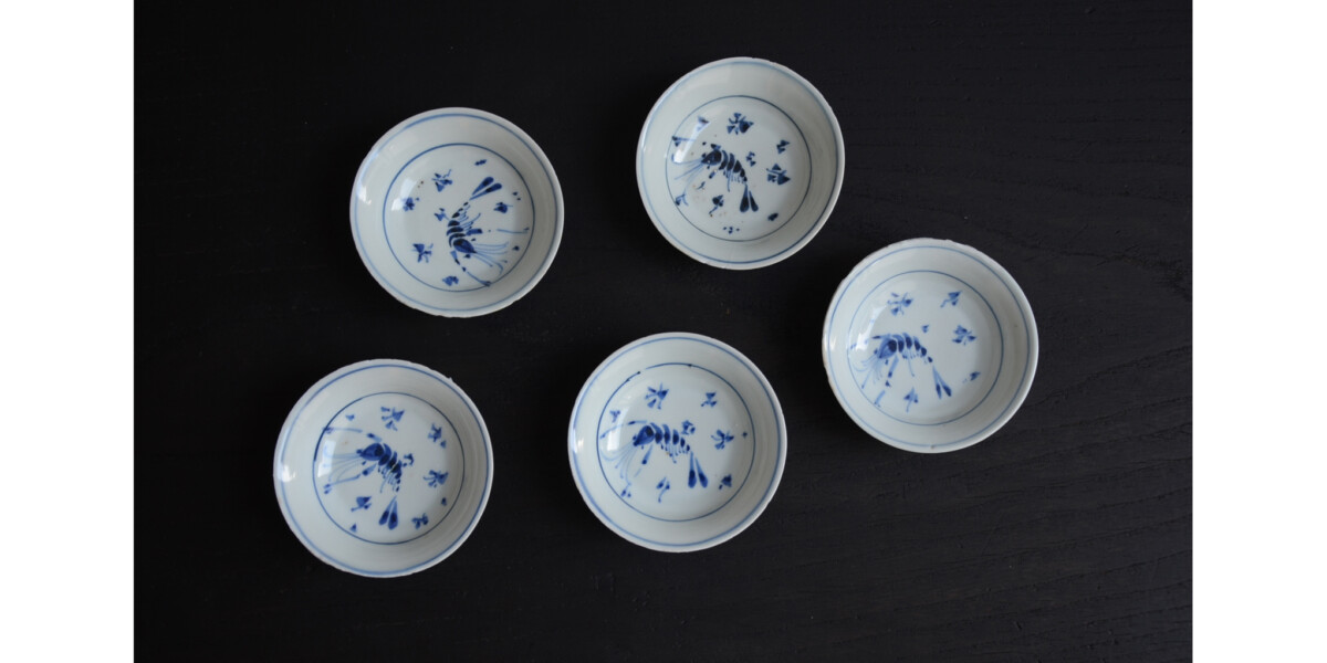 古染付海老図小皿５客組